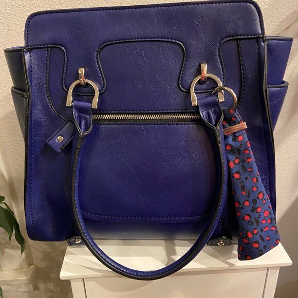 London Fog Royal Blue Structured Tote Bag - Picture 8 of 10